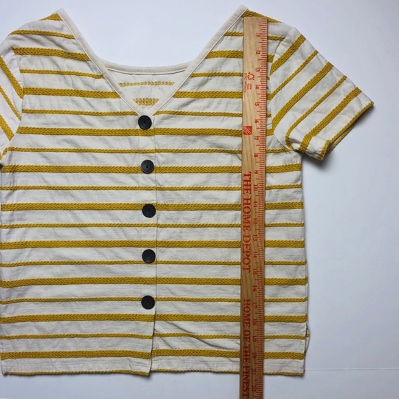Mustard Embroidered striped wooden button tee - Picture 5 of 5